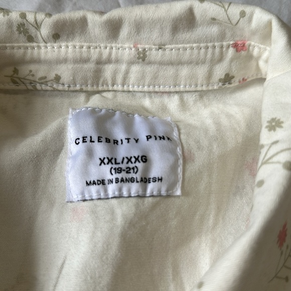 CELEBRITY PINK Romper Women XXLWhite Floral Denim Boiler Suit 1 piece - Picture 6 of 8